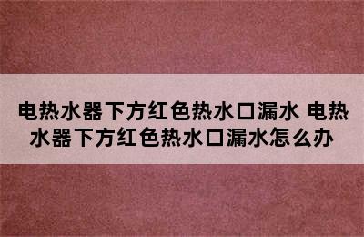 电热水器下方红色热水口漏水 电热水器下方红色热水口漏水怎么办